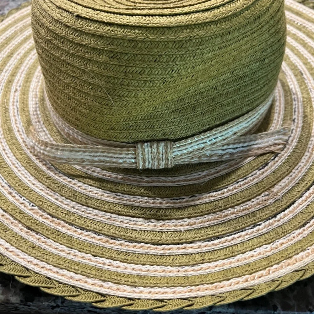 Grace‎ Hats Womens Sun Hat Wide Brim Striped Green One Size